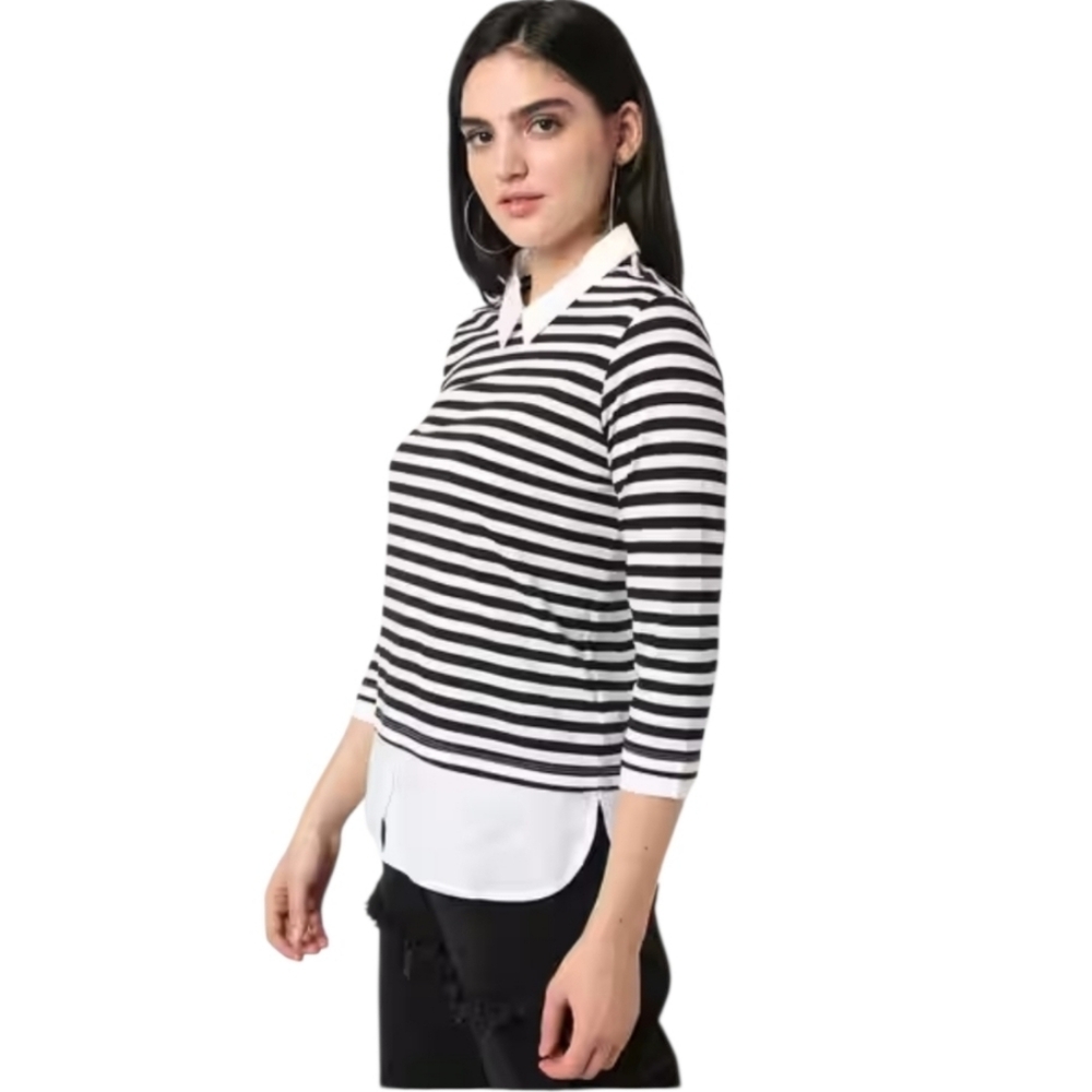 Women's DNMX Striped Layered Look Top Sz XL